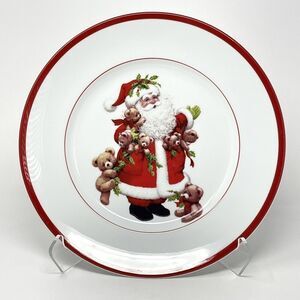 Williams Sonoma Red Brasserie Christmas Santa Chop Plate Platter Charger 12”